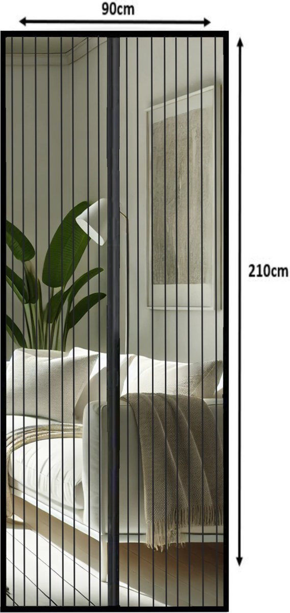 JEAS Luxe Magnetisch Vliegengordijn - Zwart - B: 90 cm, H: 210 cm