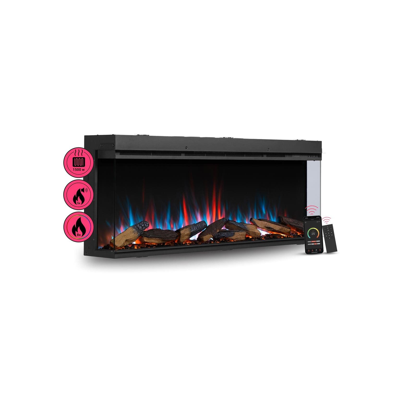 BALDERIA Athena 52 (schwarz) Elektro-Einbaukamin mit Wifi / App