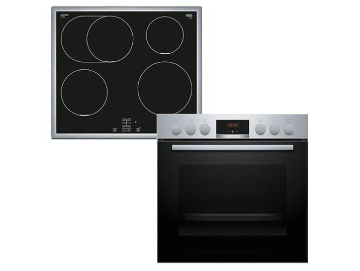 Bosch HND415LS62, Einbauherd-Set Serie 4, Bestehend aus HEA513BS4 Herd, 60 x 60 cm, 3D Heißluft, LED Display & NIF645CB5E Induktionskochfeld, Bräterzone, Restwärme, Edelstahlrahmen