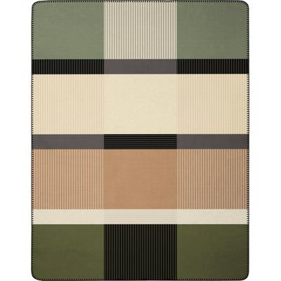 Wohndecke BIEDERLACK "Land Check", braun (grün), B:150cm L:200cm, Baumwolle, Polyacryl, Polyester, Wohndecken, Wohndecke, mit Zierstich