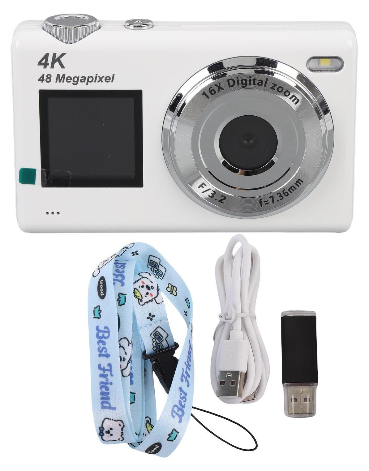 Gistuch Digitale 4K Camera met 48 Megapixels, Dubbele Schermen en 16x Zoom