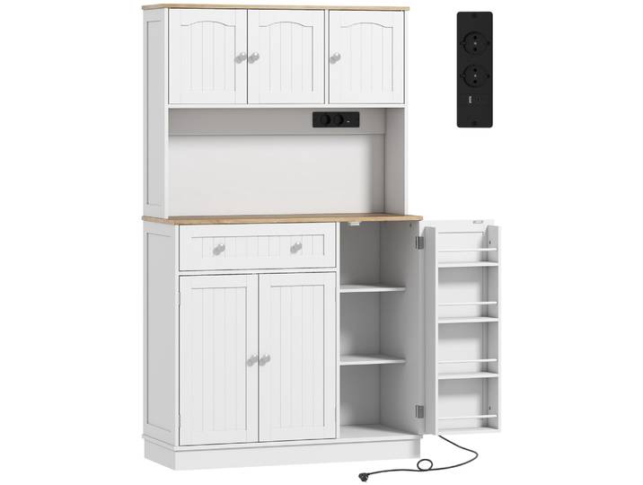 Armoire cuisine station de charge 6 portes plan de travail mdf blanc