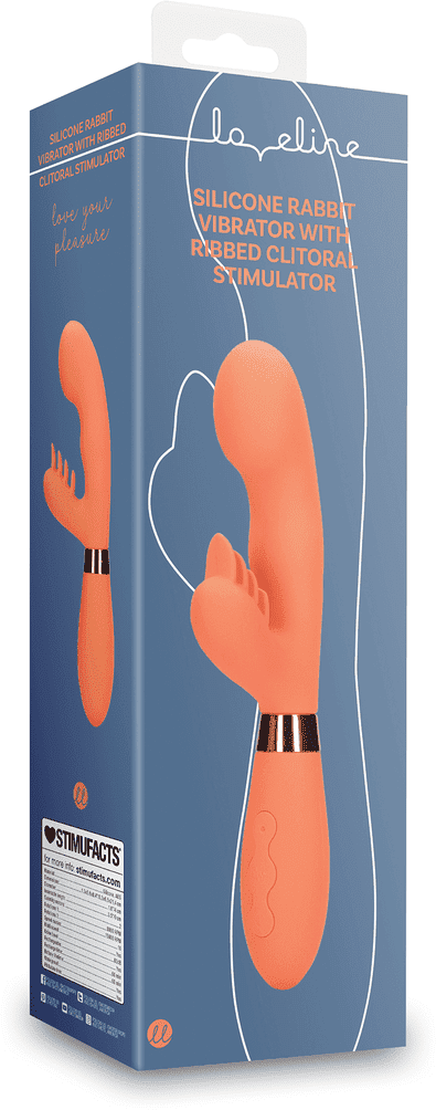 Loveline Silicone Rabbit Vibrator with Ribbed Clitoral Stimulator - Glazed Carrots