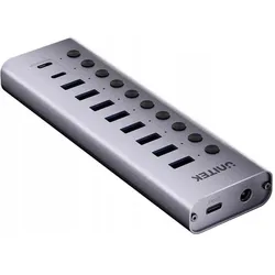 Unitek H1315B01 (10 Ports), Dockingstation + USB Hub, Grau