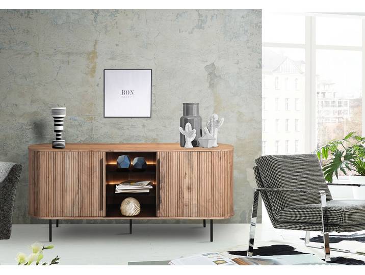 Massives Sideboard Bronx aus Akazienholz mit 2 Türen – Montierte Lieferung – 3%-Vorkasse-Rabatt