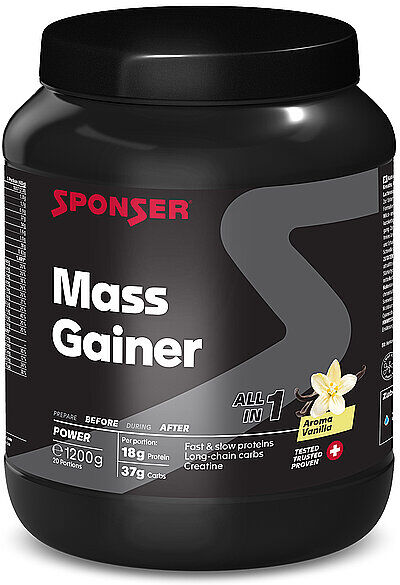 SPONSER Mass Gainer Vanille, 1200 g Dose bunt B