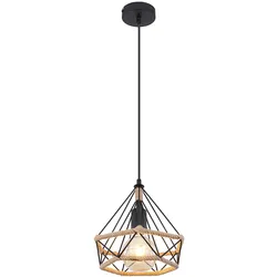 LED Hängeleuchte Pendelleuchte Esszimmerlampe Gitteroptik Schwarz Metall D 25 cm