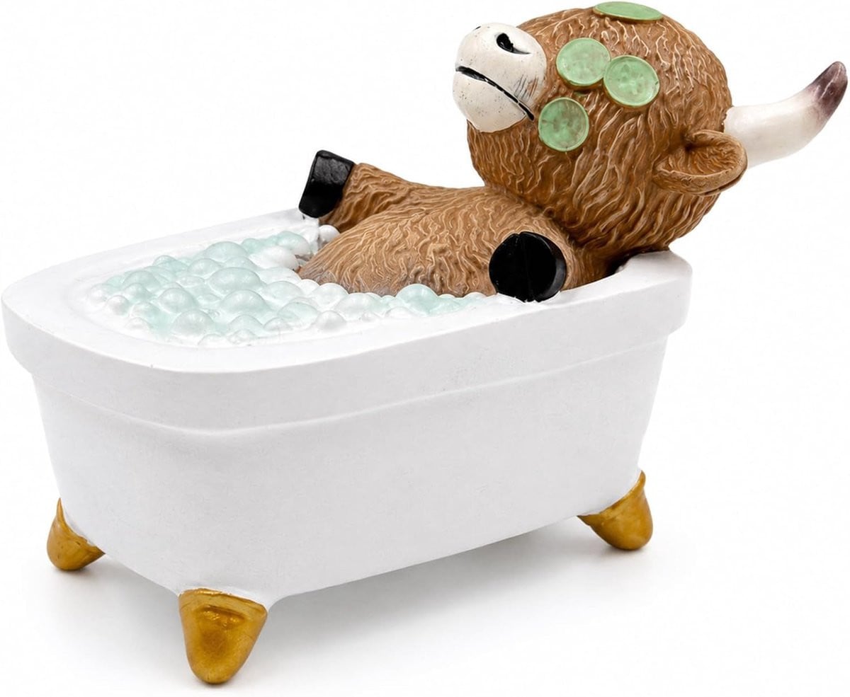 Houten Highland Cow decoratieve figurine van ShopVlot