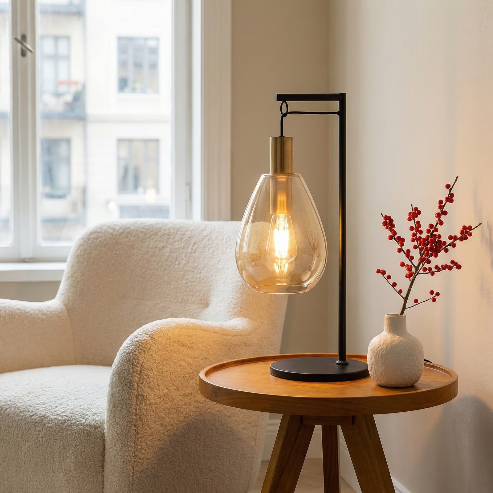 BASE Tafellamp Aislynn met 1 Glaslamp - Amber
