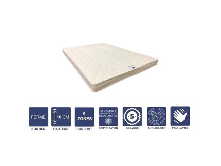 Matelas Ferme Pour Canap Lit 120x190 cm epaisseur 10 cm - 5 zones de Confort - Noyau Poli Lattex HR Dernire Gnration - Trs Respirant