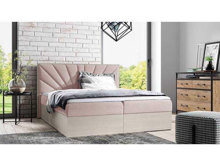 Designer Holzbett Minari mit Stauraum - 120x200 - Rosé - Nordic Teak - Luxusbetten24
