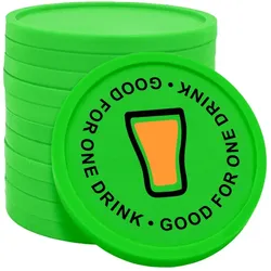 CombiCraft Kunststoff Wertmarken Chips Good for one drink mit Getränk in Grün- 100 Stück - Ø29 mm