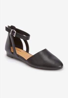 Wide Width Women's The Paris Flat by Comfortview in Black (Size 9 1/2 W)