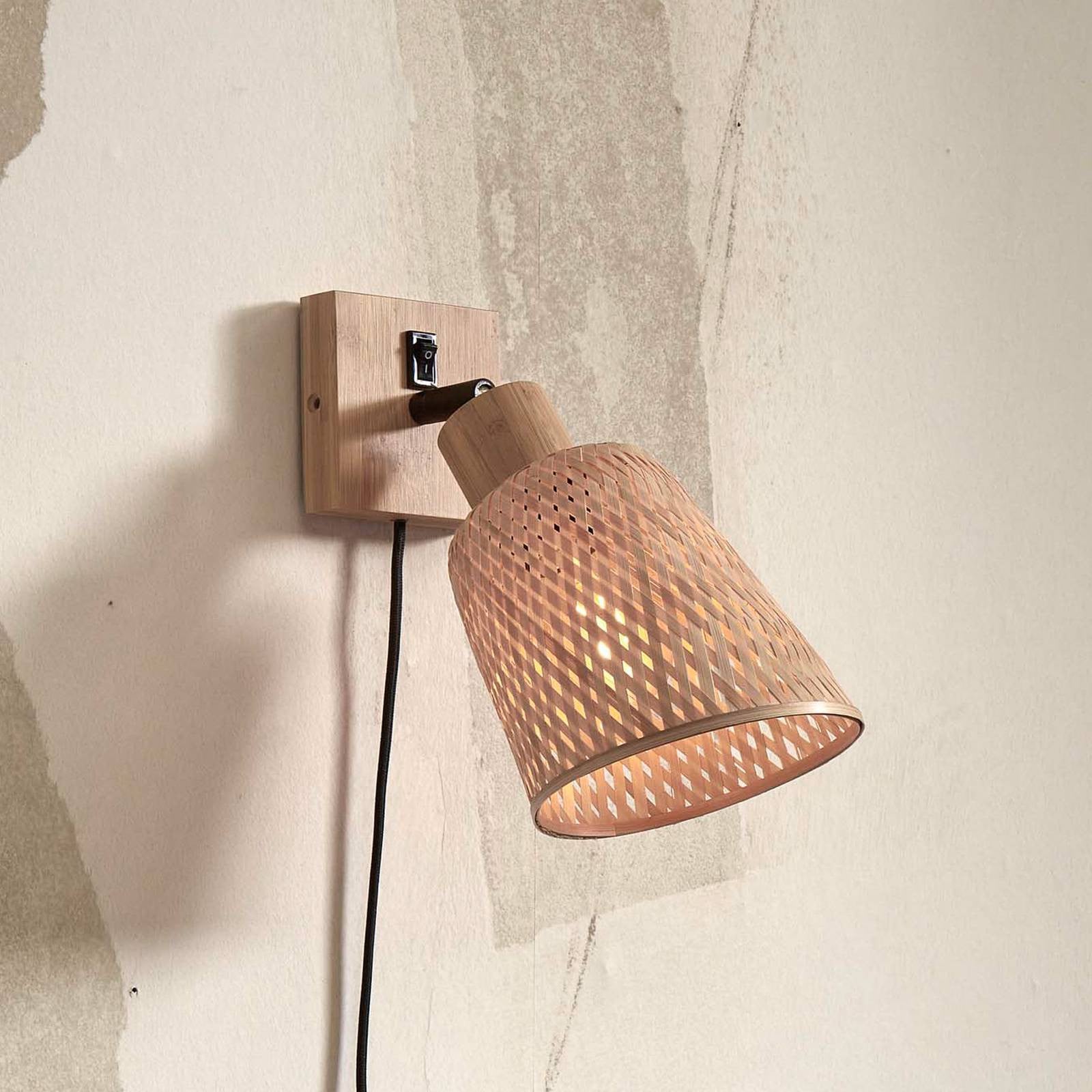 Good & Mojo Design Wandlamp Java in Licht Hout en Bamboe voor Woon- of Eetkamer