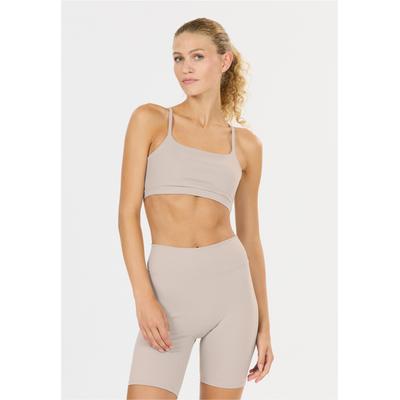 Sport-BH ATHLECIA "Blossom", Damen, Gr. L, beige (grau), 77% Polyamid, 23% Elasthan, unifarben, BHs Sport-BH, für ein besonders weiches Tragegefühl