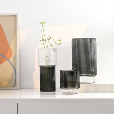 SAFAVIEH Zinc Fluted 11.13-Inch Glass Vase Set of 3, Modern Home Decor - Set of 3