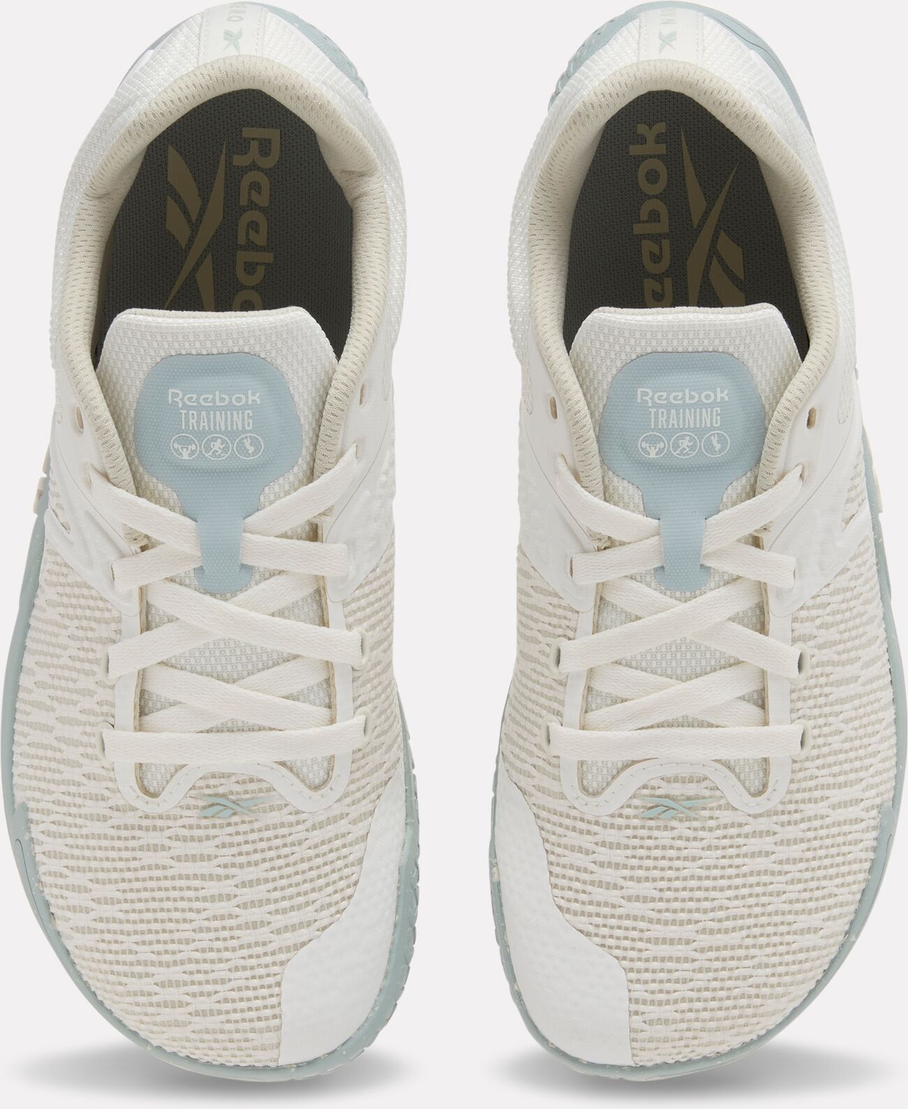 Trainingsschuh REEBOK "NANO ZERO", Damen, Gr. 38,5, weiß (breeze, chalk), Synthetik, Textil, Schuhe Trainingsschuh, Zero Drop Sprengung für verbesserten Bodenkontakt