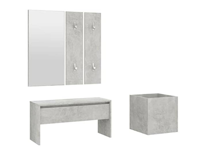 vidaXL Garderobe set bewerkt hout betongrijs