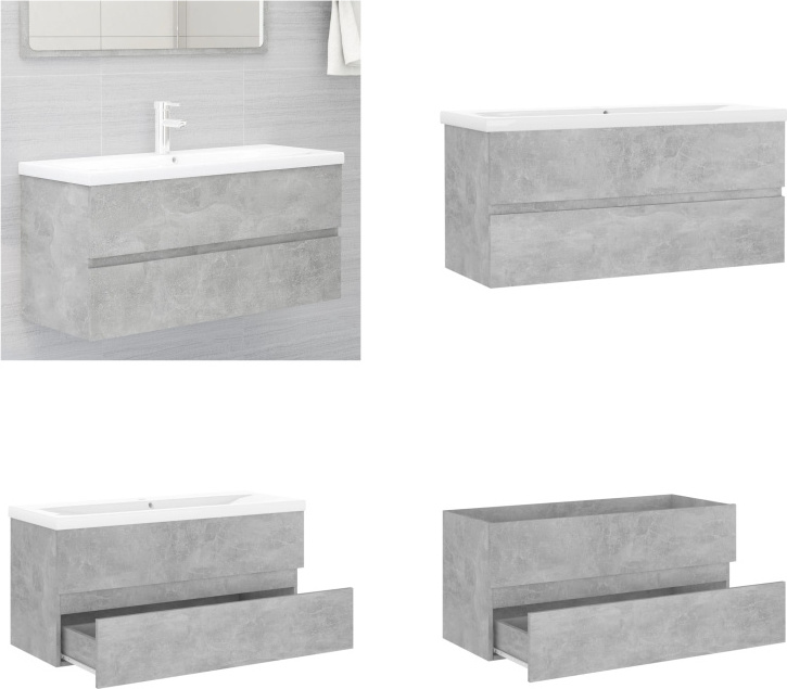 vidaXL Waschbeckenunterschrank Einbaubecken Betongrau Holzwerkstoff - Waschbeckenunterschrank Mit Waschbecken - Waschbeckenunterschränke Mit Waschbecken - Waschbeckenunterschrank - Waschbeckenunterschränke