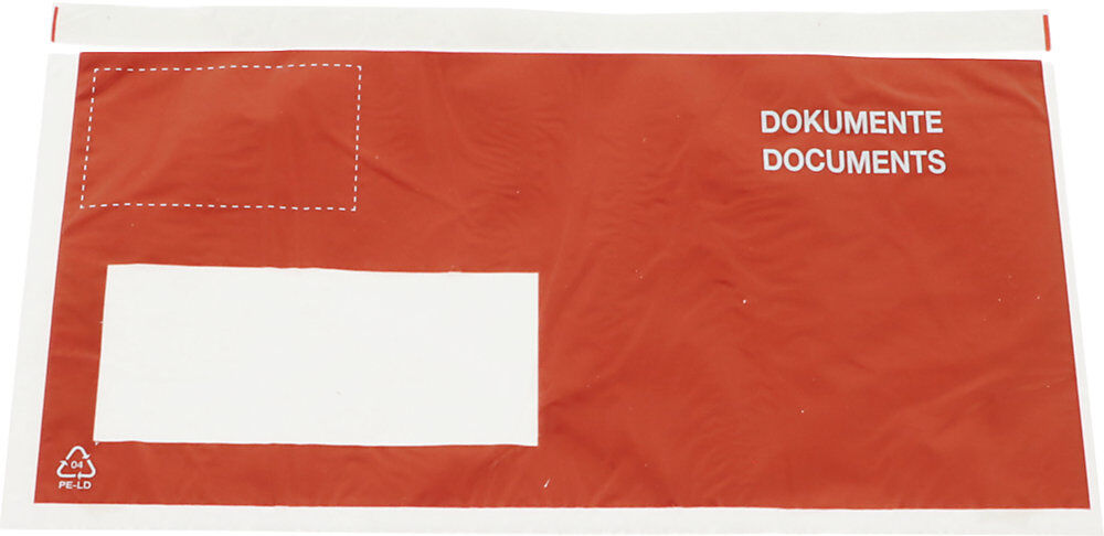 Dokumententasche DIN lang, VE 250 Stk, Länge 230 mm, Fenster links, blickdicht ratioform