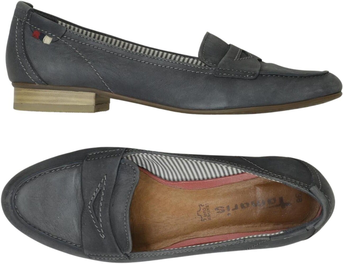 Tamaris Damen Halbschuh, Blau, Gr. EU 38, Leder - Second Hand