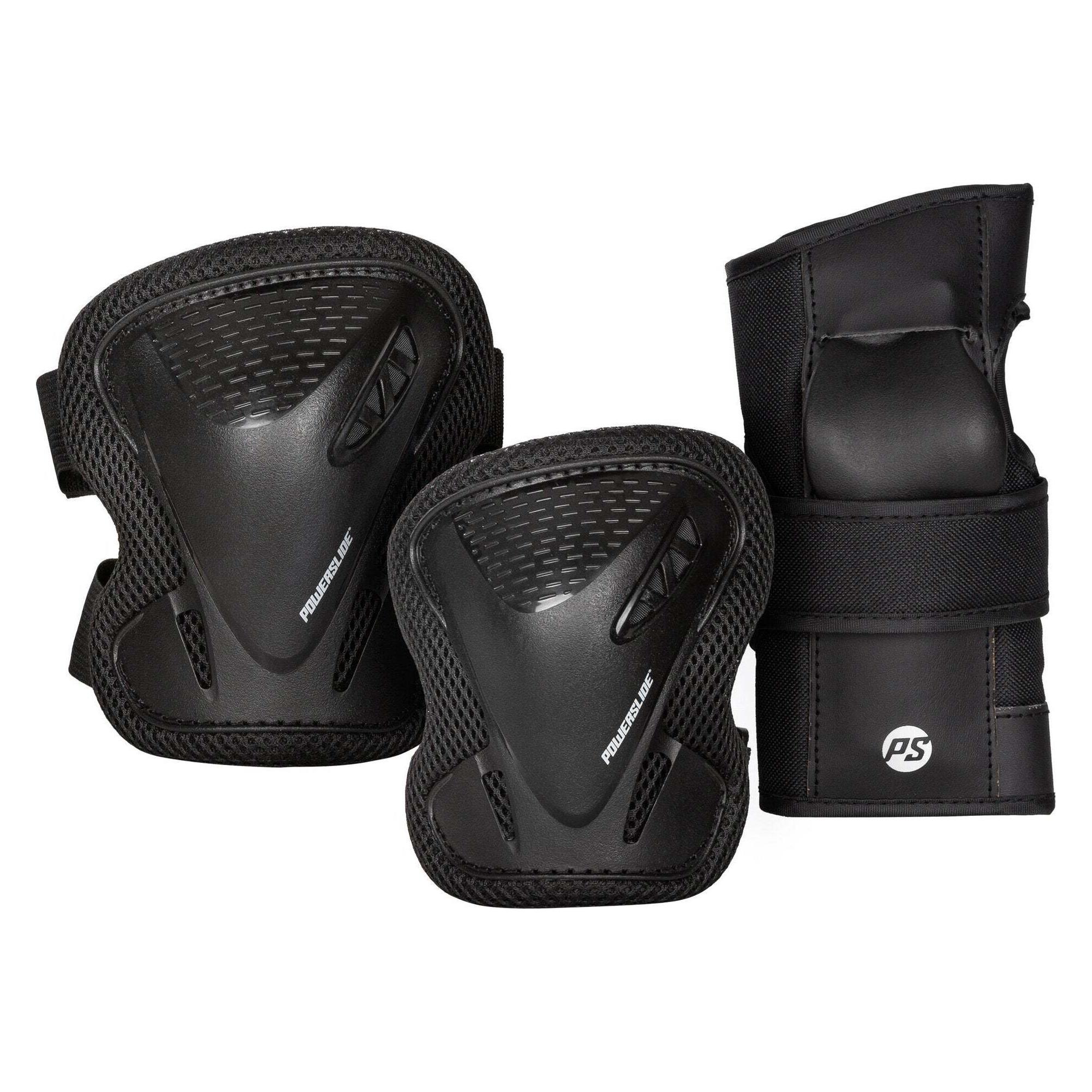 Powerslide Schutzset Basic Erwachsene Tri-Pack XL (XL, Ellbogenschoner, Handgelenkschoner, Knieschoner) (903293)