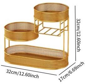 Uplifted Finds Countertop Metal Wire Fruit Basket & Space Saving Serving Stand gold With Case