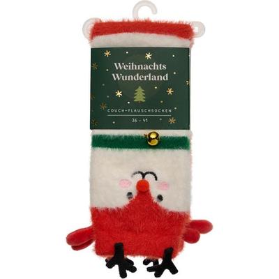 Weihnachtswunderland, Couch-Flauschsocken, Rentier, Größe 36-41