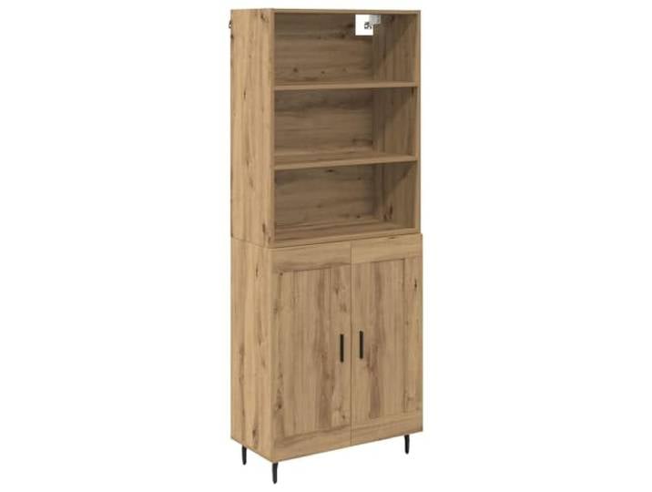 GHVBNMF Highboard Artisan-Eiche mit Glastüren 69,5x34x180 cm 2-teilig Vielseitiges Highboard in Artisan-Eiche Optik für Wohnzimmer und Essbereich mit Glaselementen und viel Stauraum.