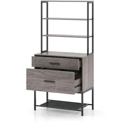 Helloshop26 - Aktenschrank mit Ladestation 75 x 40 x 156 cm moderne optimale Aufbewahrung mit Bücherregal graues Holzwerkstoff 20_0010214