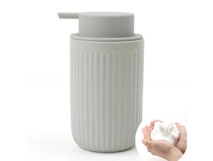 Seifenspender Keramik Grau 350ml, 8x14x8 cm, Badaccessoires, Seifenspender