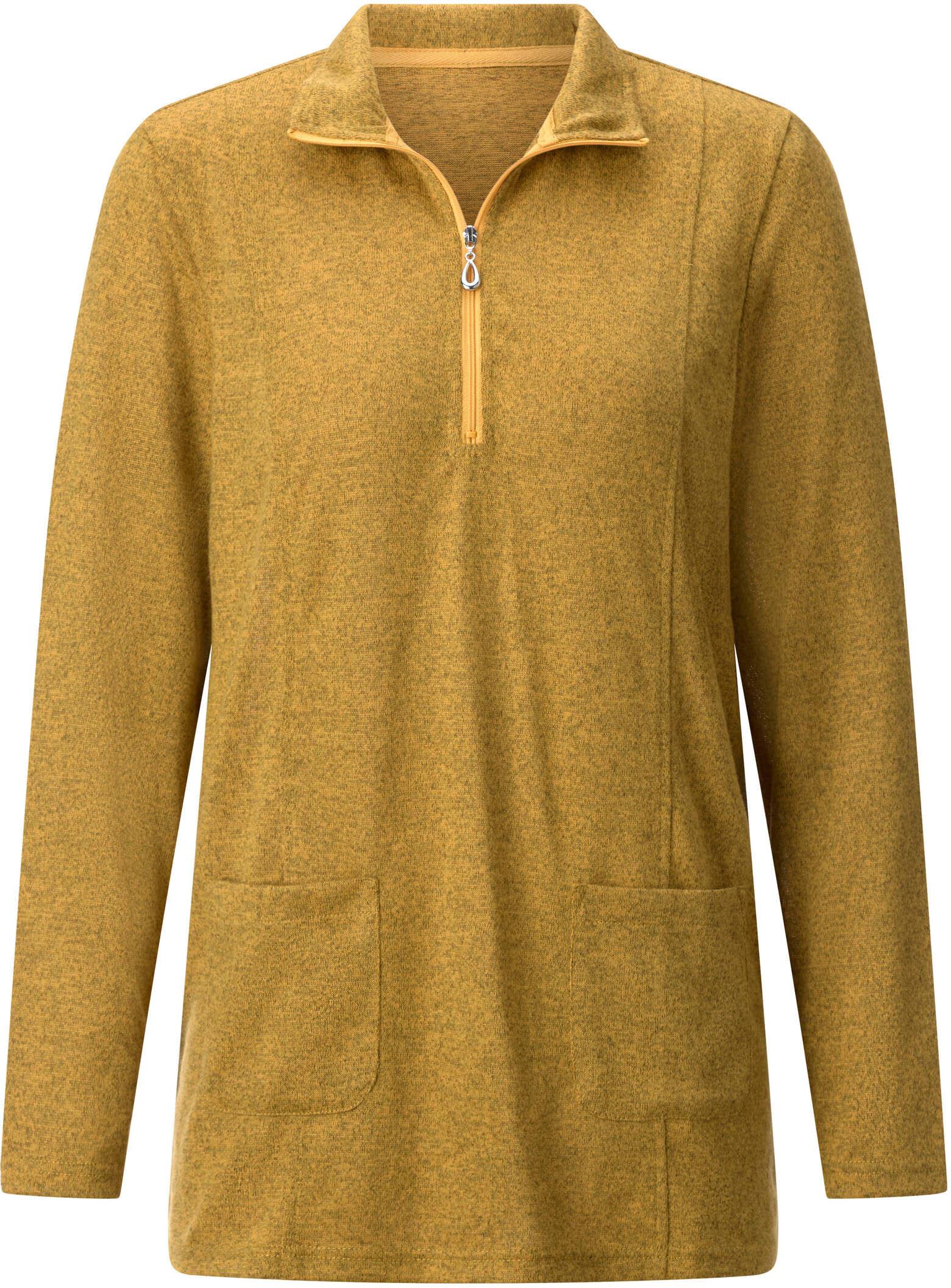 Longshirt WITT "Longshirt Longshirt", Damen, Gr. 36, gelb (ocker, meliert), Basic, Shirts Longshirt