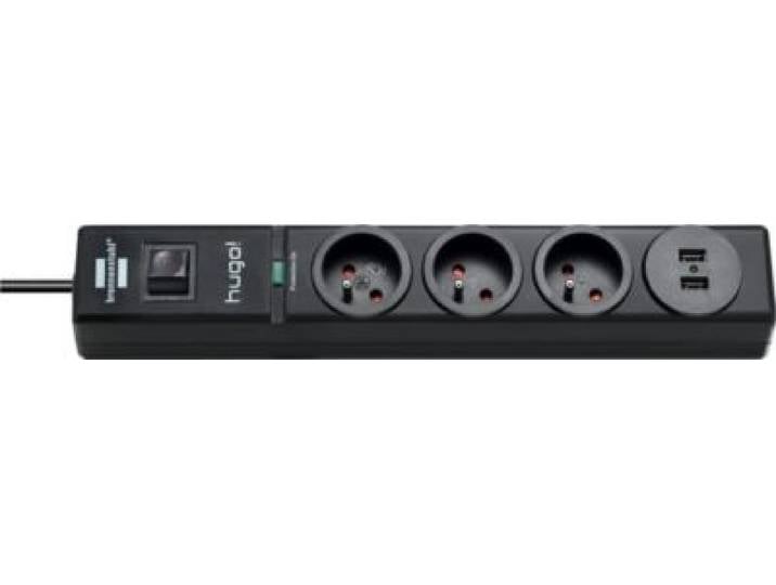 Brennenstuhl - Parasurtenseur 3 Prises Noir 2xusb 2m H05vv-F 3g1.5