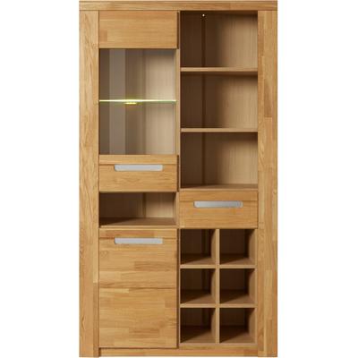 Vitrine OTTO HOME "Kolding", braun (eiche teilmassiv), B:100cm H:180cm T:40cm, Holz teilmassiv, Schränke, Vitrine, teilmassiv