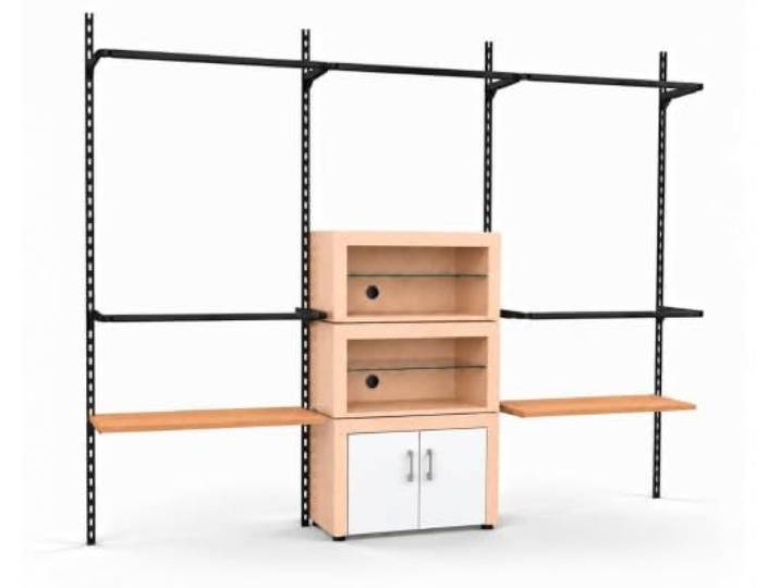 Aigentlich Wandschienensystem Set New York+Böden Begehbarer Kleiderschrank (Buche, Schwarz)