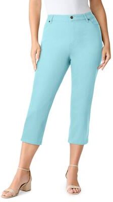 Plus Size Women's Plus Size 24/7 Capri Jean by Denim 24/7 by Roamans in Light Turq (Size 24 T)