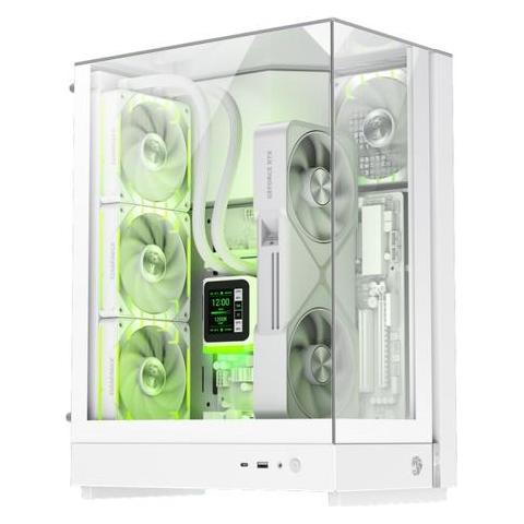 GameMax Boitier Mini Tour Micro ATX T20 ARGB avec panneaux vitrés (Blanc) (ITX, Mini-ATX) (9101-1000R0002)
