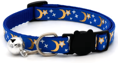 Inspire Curations LunaCharm Gold Star & Moon Adjustable Pet Collar blue