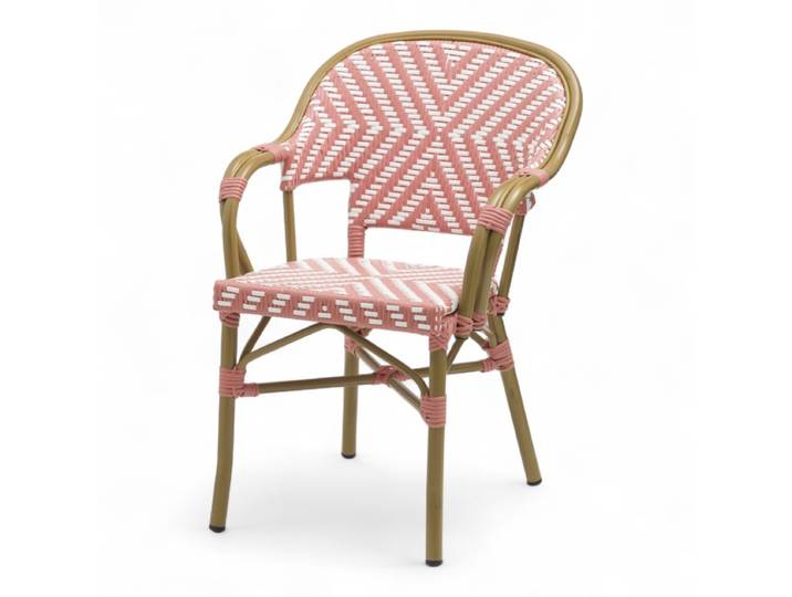 Fauteuil de terrasse BAYONNE - Tressage Rose et Blanc