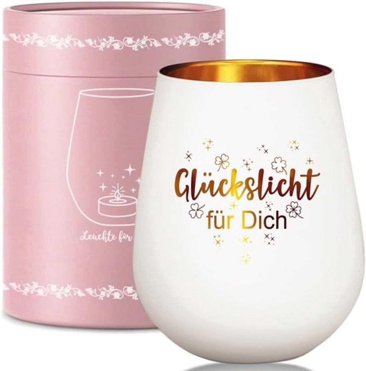 Windlicht Glas Theelichthouder met Gravure