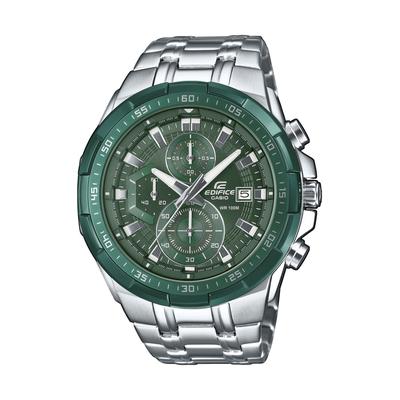 Chronograph CASIO EDIFICE, grün (silberfarben, grün), Armbanduhren, Herren, Chronograph, Quarzuhr, Armbanduhr, Herrenuhr, Edelstahlarmband, analog, Tag