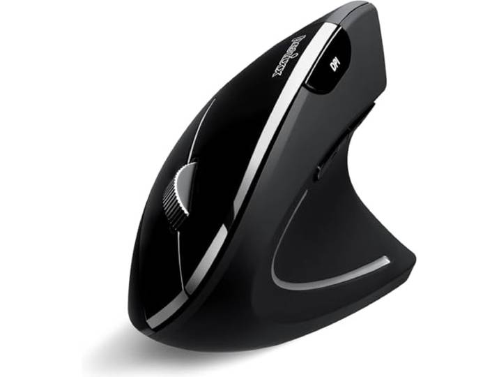 Perixx PERIMICE-813B Bluetooth verticale muis, draadloze 3-in-1 multi-device technologie, reizen draagtas maat, rechtshandig, zwart