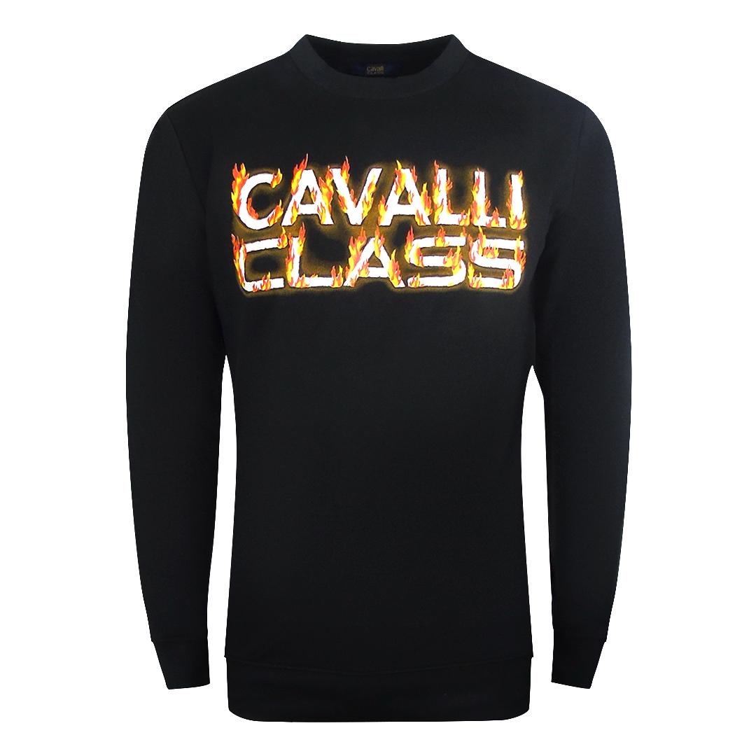 Cavalli Class Fire Logo Design Schwarzes Sweatshirt
