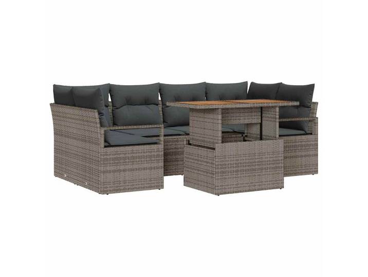vidaXL Loungesofa Garten-Sofa-Set 7 stk. 6-Sitzanzahl Grau, 7 Teile
