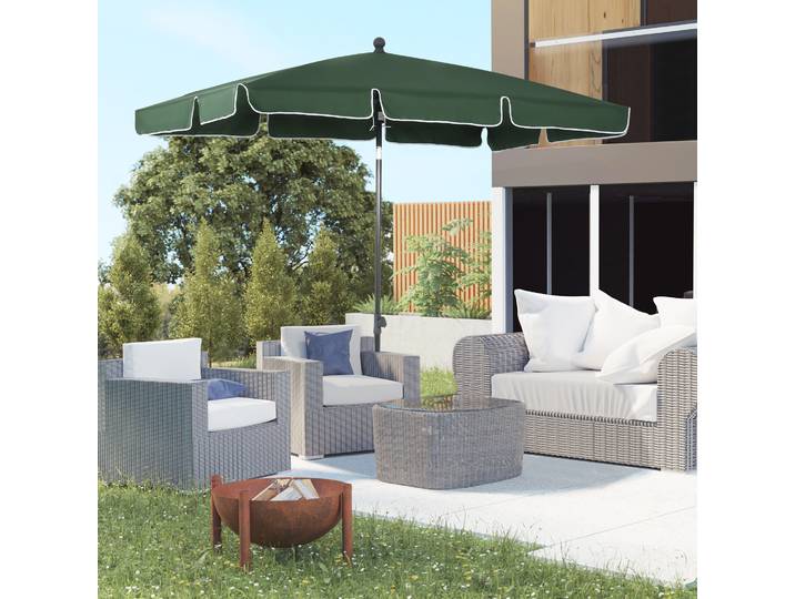 Outsunny Parasol Rectangulaire 2x1.3m Aluminium Vert Noir
