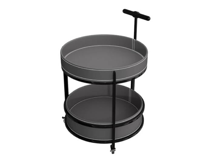 Runder Beistelltisch aus Metall mit 2 Ebenen, Tabletttisch(/Gray)