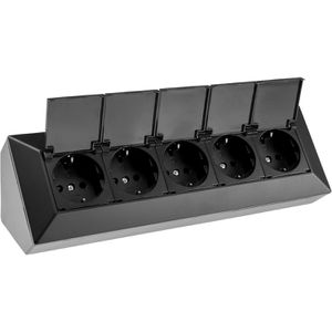 ChiliTec Tischsteckdose 23943, ohne Zuleitung, schwarz, 5-fach