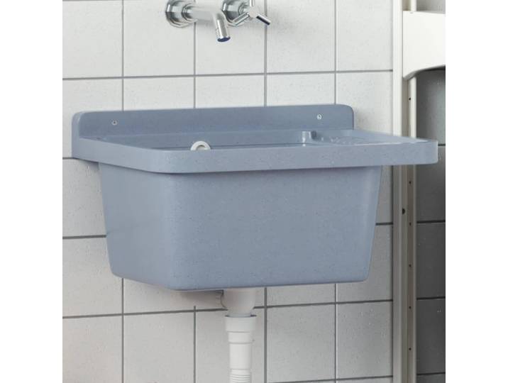 vidaXL Evier mural gris 50x35x24 cm Résine