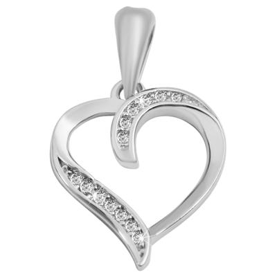 Herzanhänger AKZENT "Helina" aus 925 Sterlingsilber, rhodiniert, langlebig", silber (silberfarbig), Schmuckanhänger, Damen, Silber 925 (Sterlingsilber)