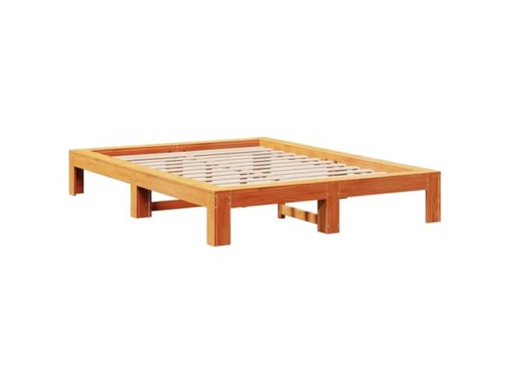 KTHLBRH Bett aus Kiefernholz, braun, gewachst, 135 x 190 cm Lattenrost inklusive, robuste Struktur, stabile Füße, ohne Matratze